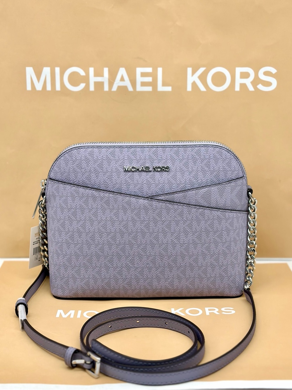 Michael Kors Lilac Signature Crossbody with Chain Strap